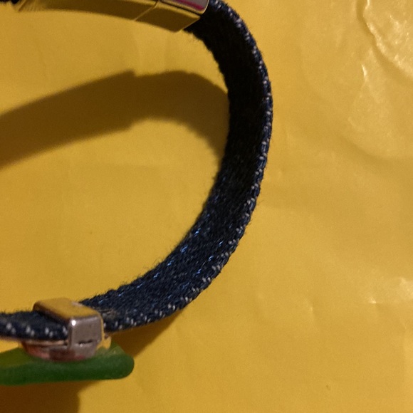 Handmade Bracelet with cork and denim, Sea-Glass Charm, and Magnetic Fasten - Picture 3 of 5